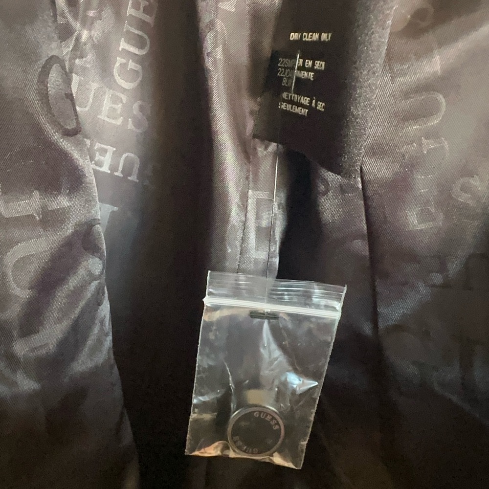 GUESS Women's Black Gray Double-Breasted Coat Water Resistant Large - Picture 7 of 10